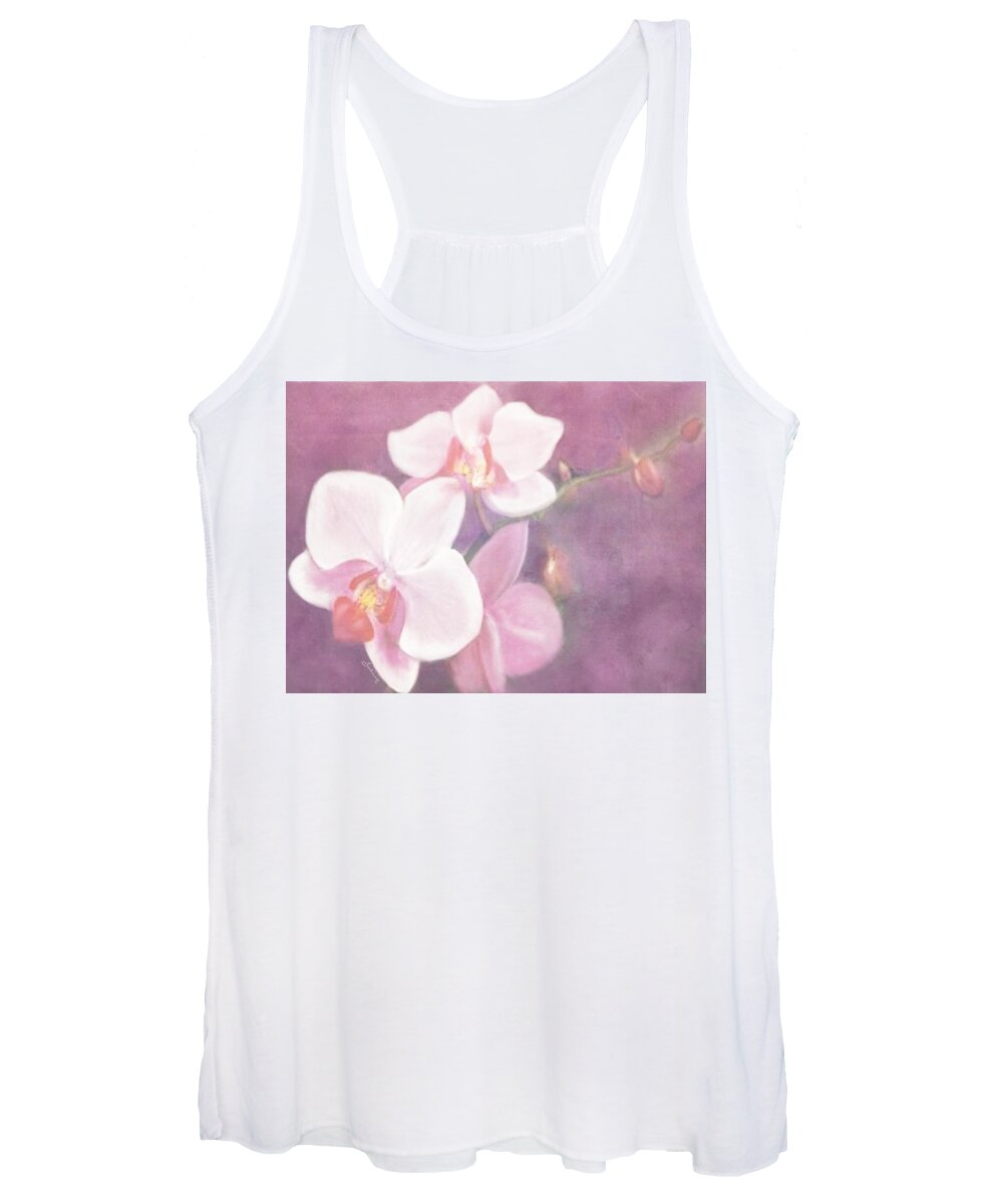 Orchid Women's Tank Top featuring the painting Luxurious Petals by Sannel Larson