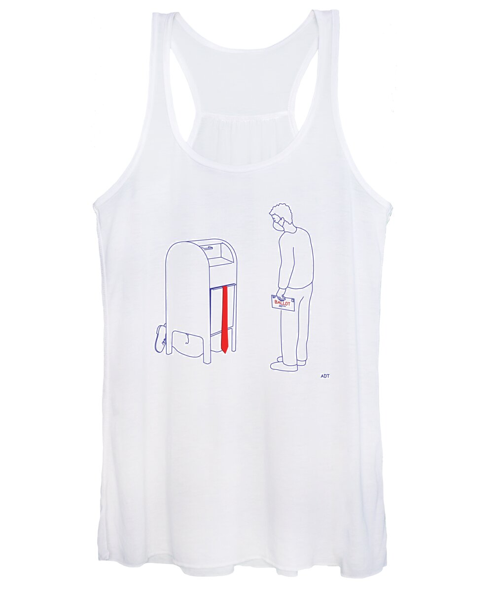Captionless Women's Tank Top featuring the drawing Mail In Ballot by Adam Douglas Thompson
