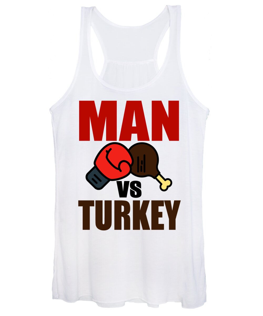 Thanksgiving Turkey Women's Tank Top featuring the digital art Man Vs Turkey Thanksgiving Boxing by Jacob Zelazny