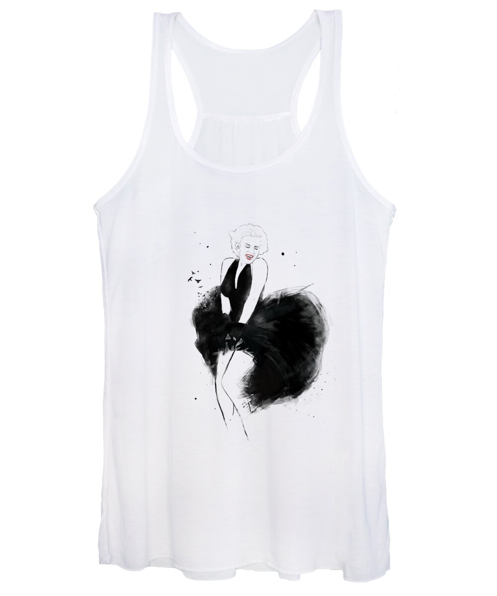 Drawing Women's Tank Top featuring the drawing Marilyn by Balazs Solti