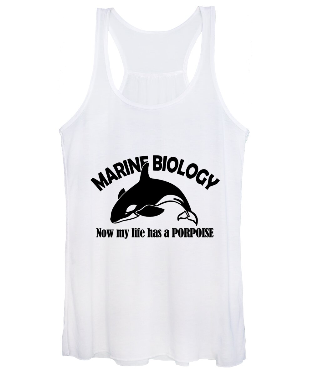 Killer Whale Women's Tank Top featuring the digital art Marine Biology Now My Life Has A Porpoise by Jacob Zelazny