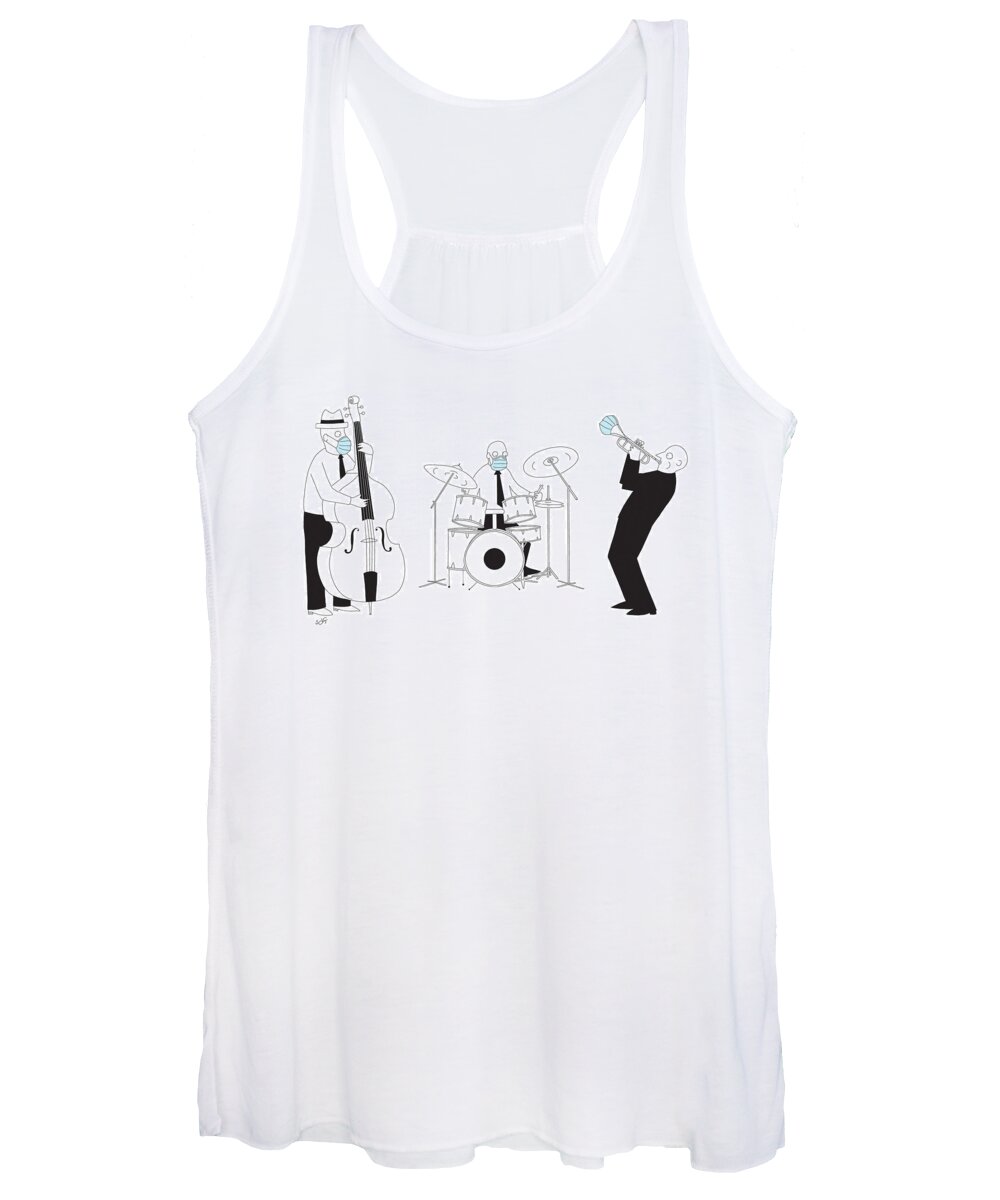 Captionless Women's Tank Top featuring the drawing Masked Band by Seth Fleishman