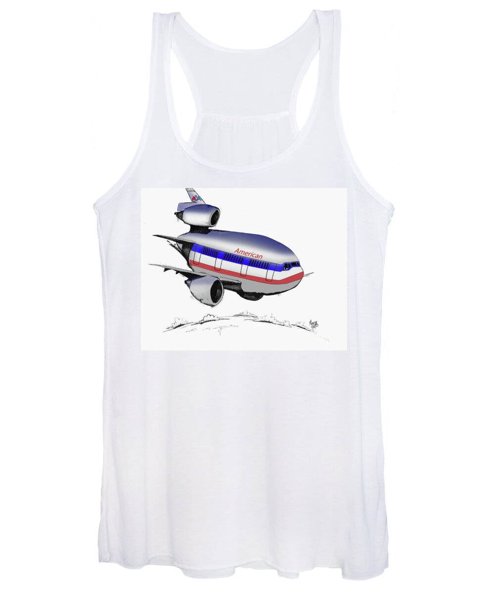Mcdonnell Women's Tank Top featuring the drawing McDonnell Douglas DC-10 by Michael Hopkins