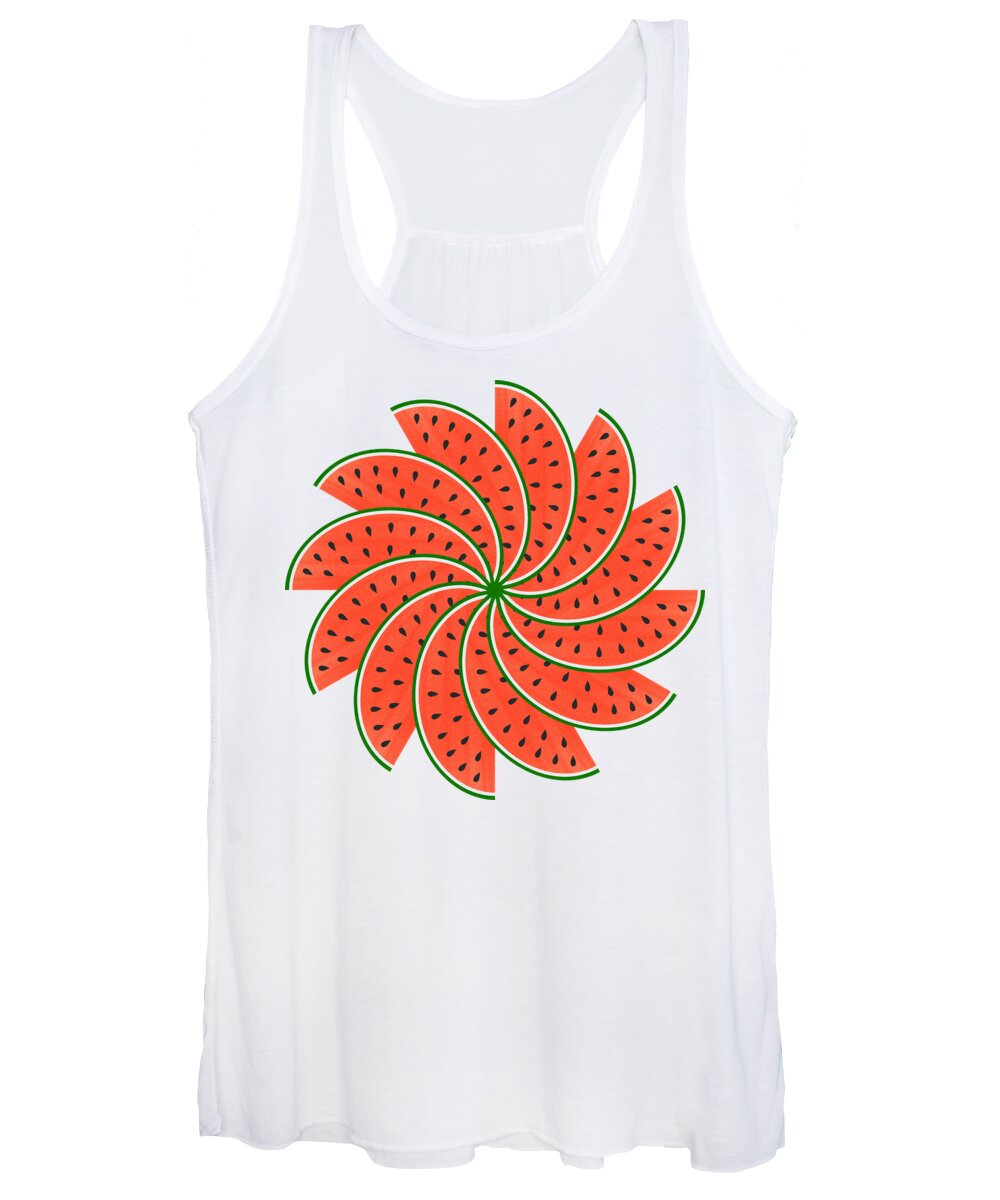 Watercolor Women's Tank Top featuring the mixed media Melon Go Round by Donna Mibus