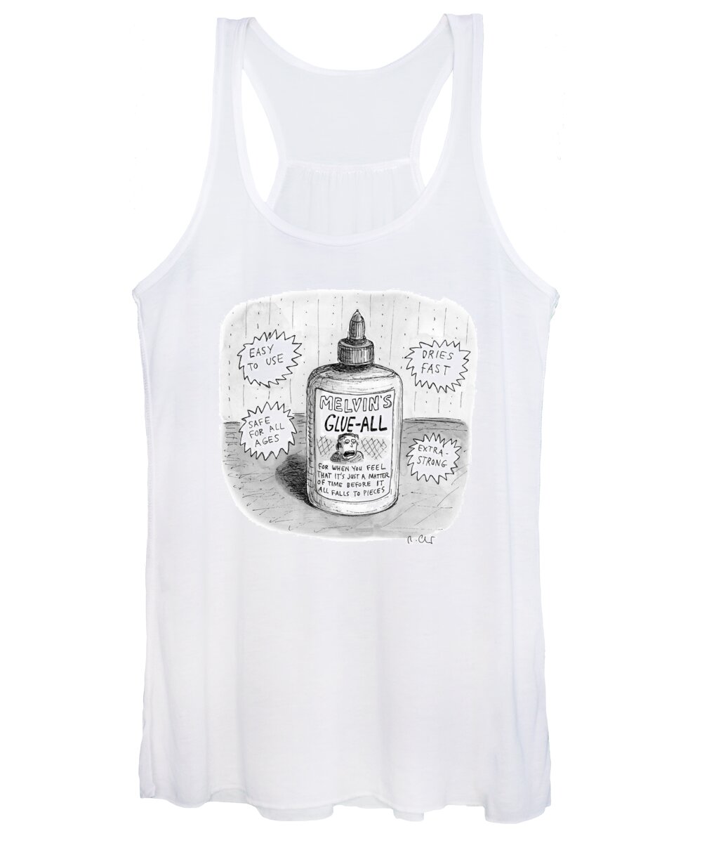 Captionless Women's Tank Top featuring the drawing Melvin's Glue All by Roz Chast