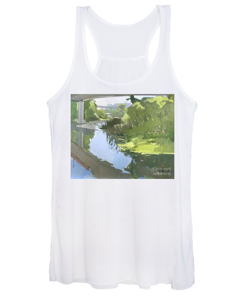 Mission Valley Women's Tank Top featuring the painting Mission Valley, San Diego River by Paul Strahm