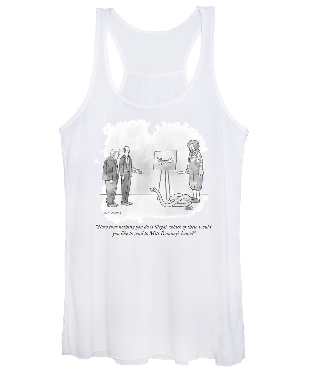 Now That Nothing You Do Is Illegal Women's Tank Top featuring the drawing Mitt Romney's House by Jon Adams