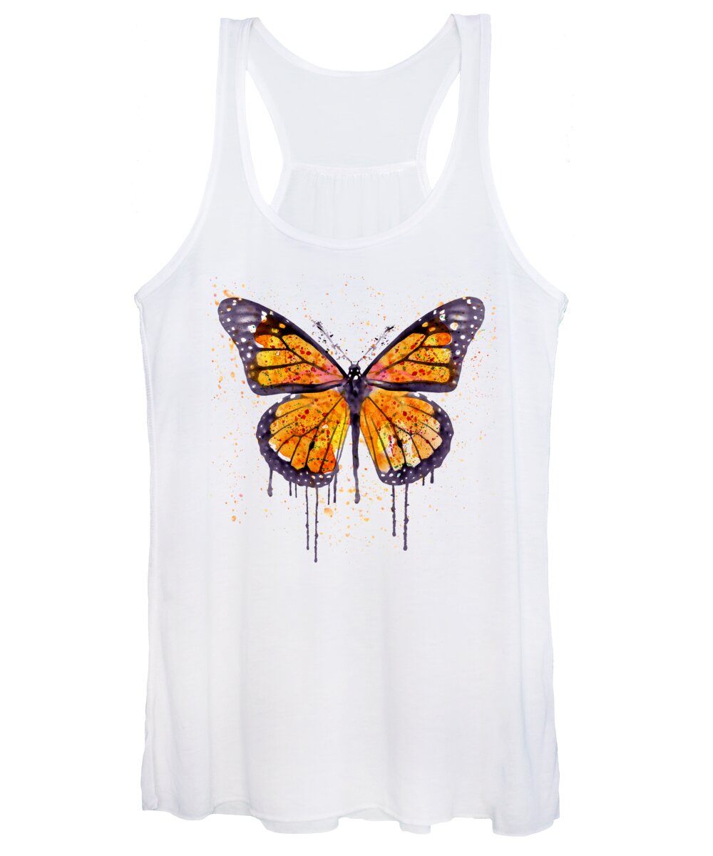 Marian Voicu Women's Tank Top featuring the painting Monarch Butterfly watercolor by Marian Voicu