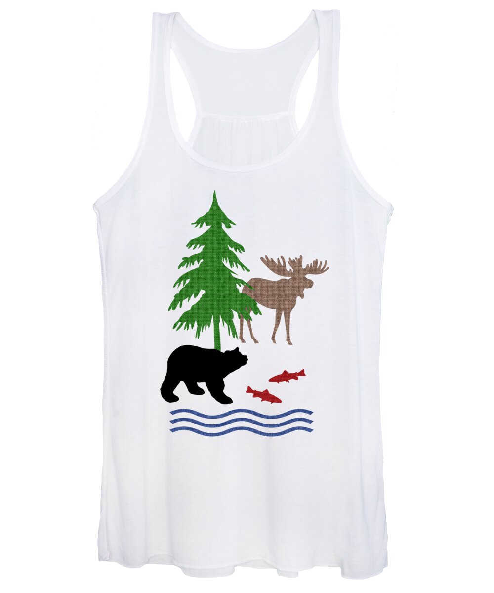 And Bear Women's Tank Top featuring the mixed media Moose and Bear Pattern Art by Christina Rollo