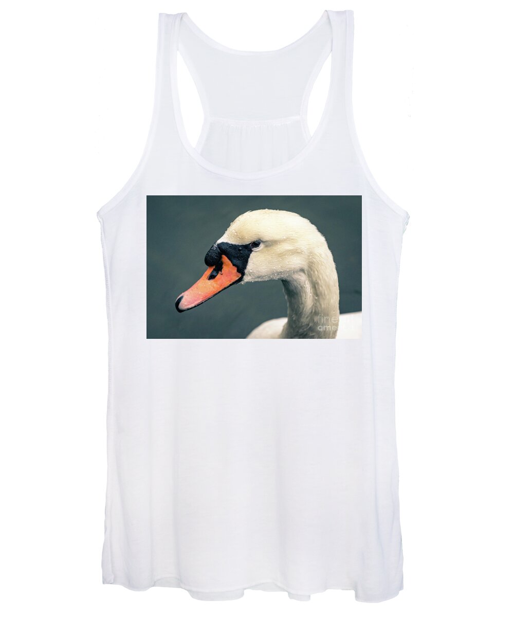 Swan Women's Tank Top featuring the photograph Mute swan with water droplets. by Alyssa Tumale