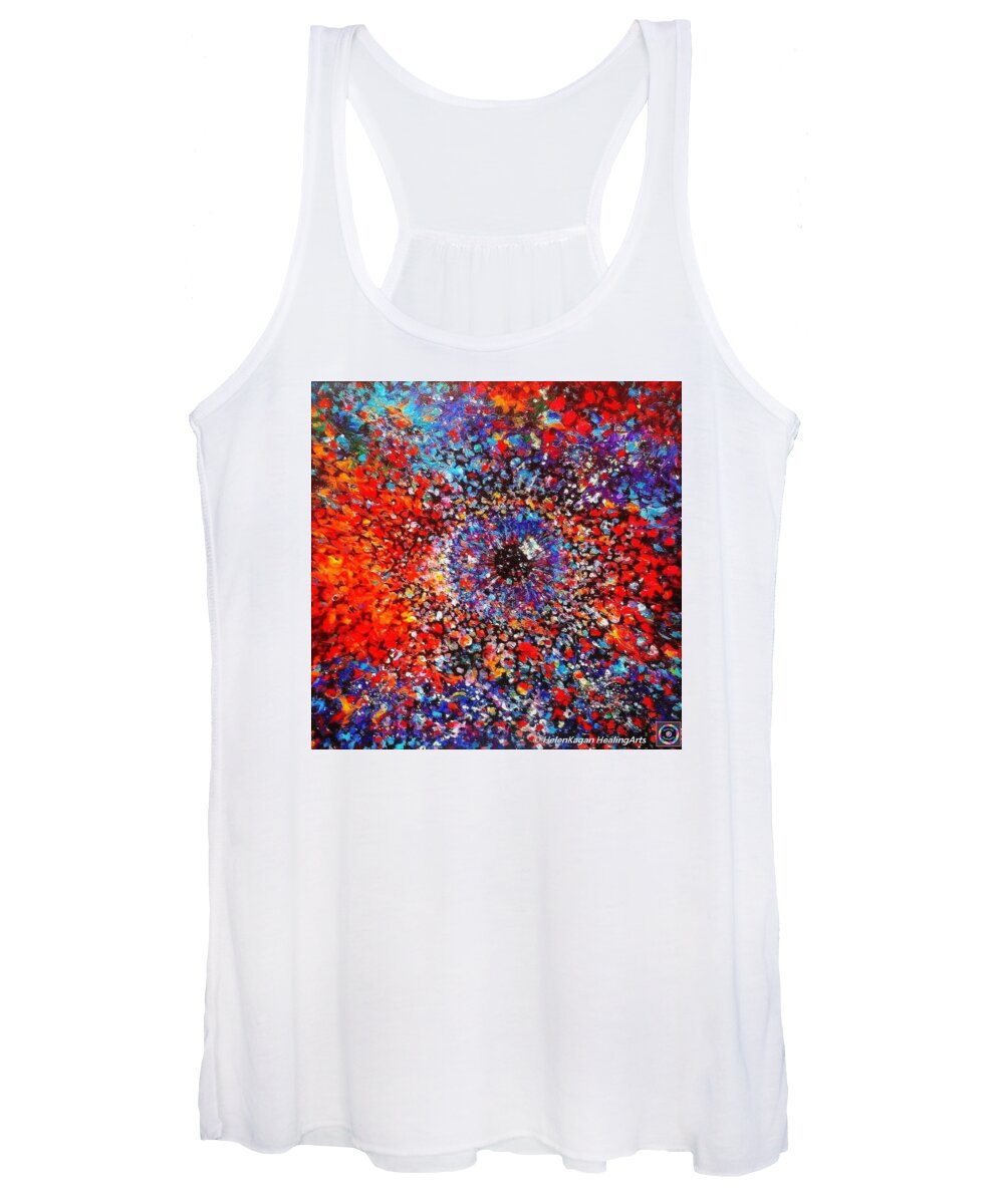 Contemporary Women's Tank Top featuring the painting My Universe. Third Eye. Series Healing Chakras by Helen Kagan