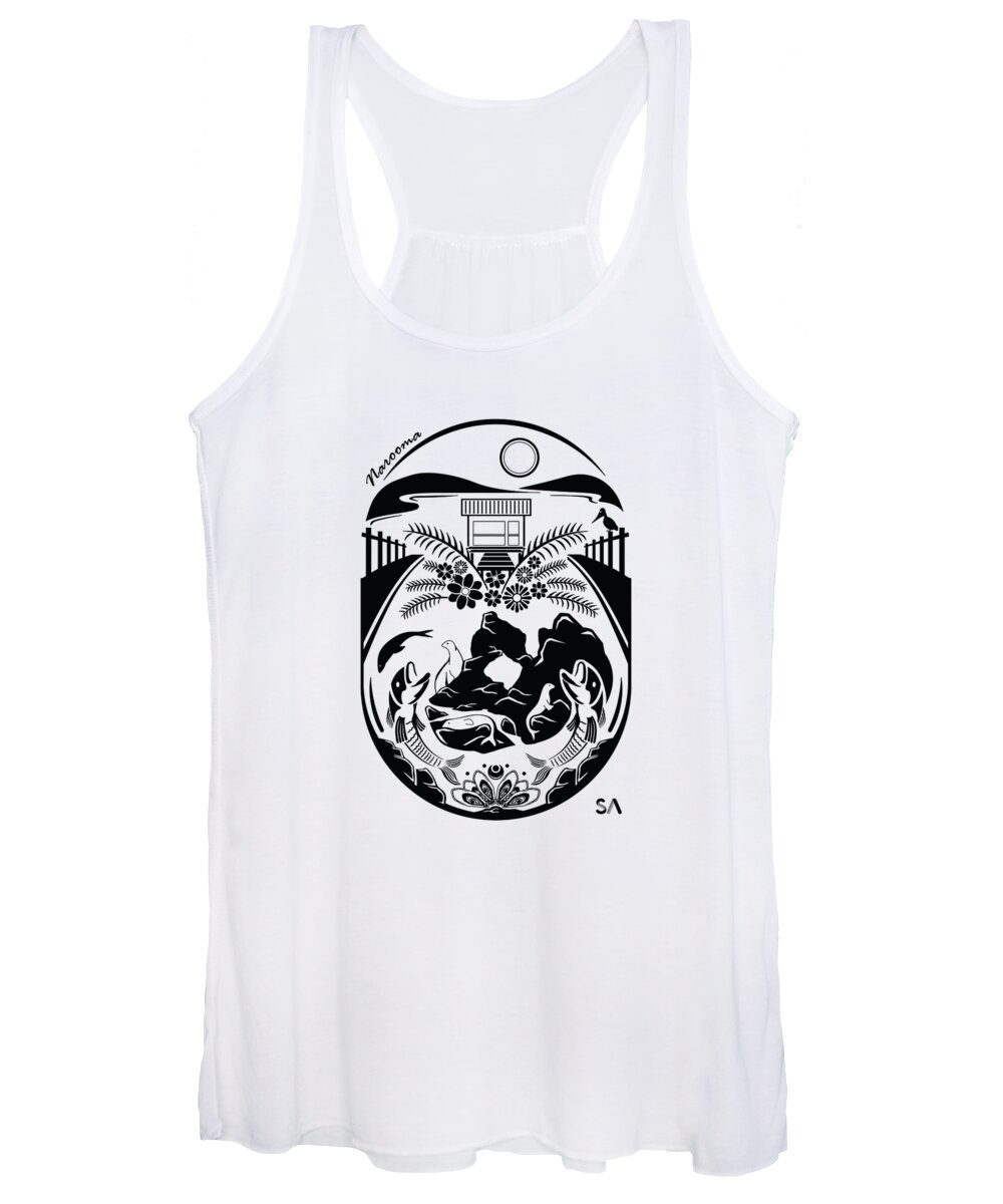 Black And White Women's Tank Top featuring the digital art Narooma by Silvio Ary Cavalcante