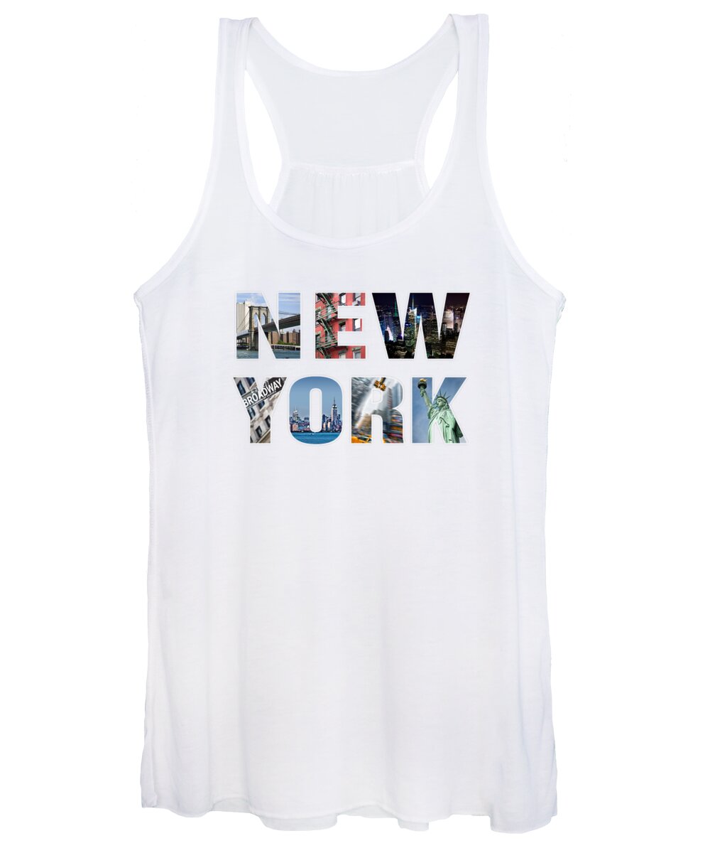 New York Women's Tank Top featuring the photograph NEW YORK typography by Delphimages Photo Creations