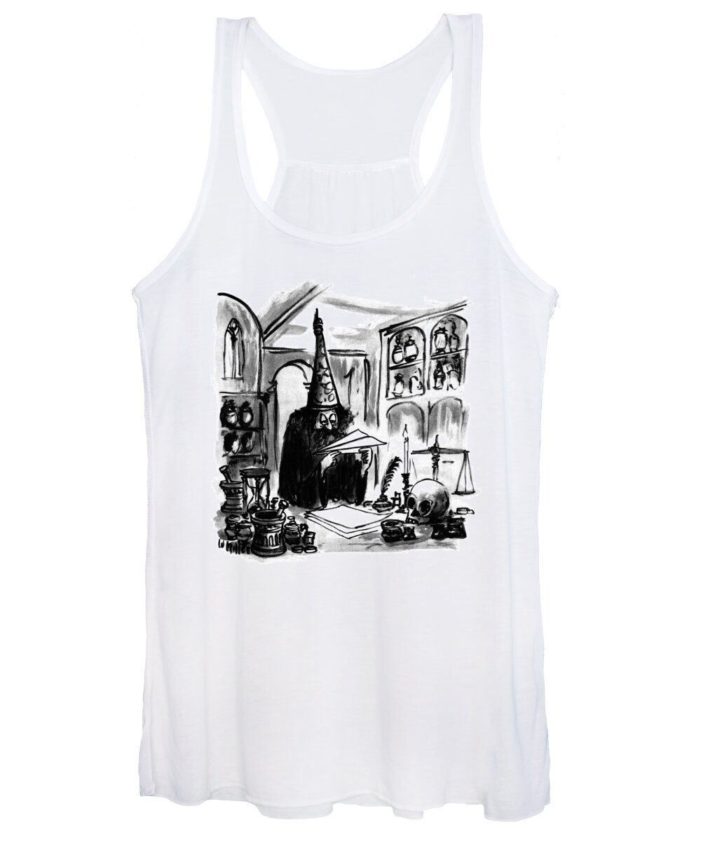 Captionless Women's Tank Top featuring the drawing New Yorker March 8, 1976 by Warren Miller