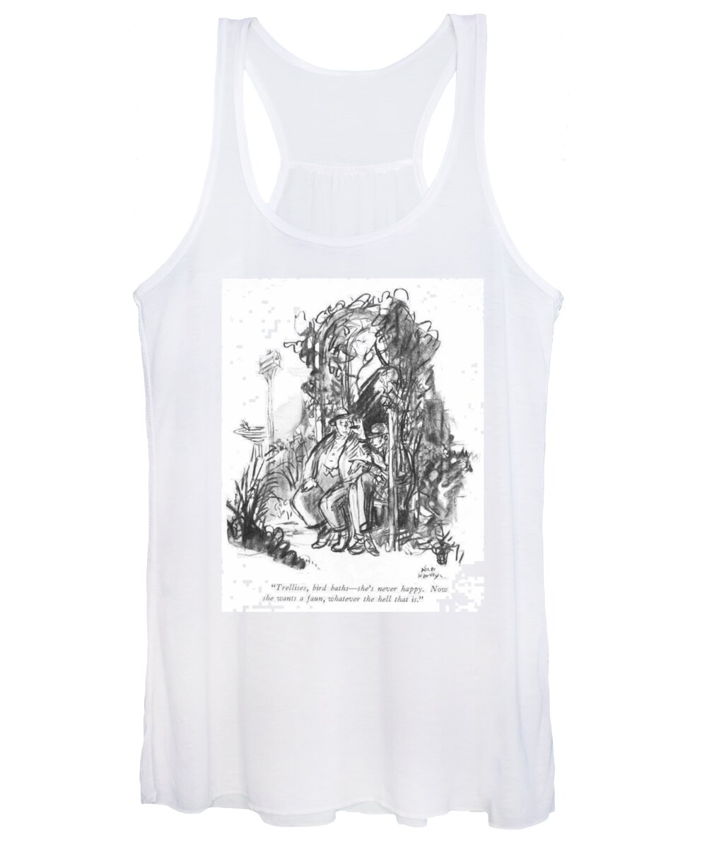 101487 Aha Alice Harvey trellises Women's Tank Top featuring the drawing Now She Wants A Faun by Alice Harvey