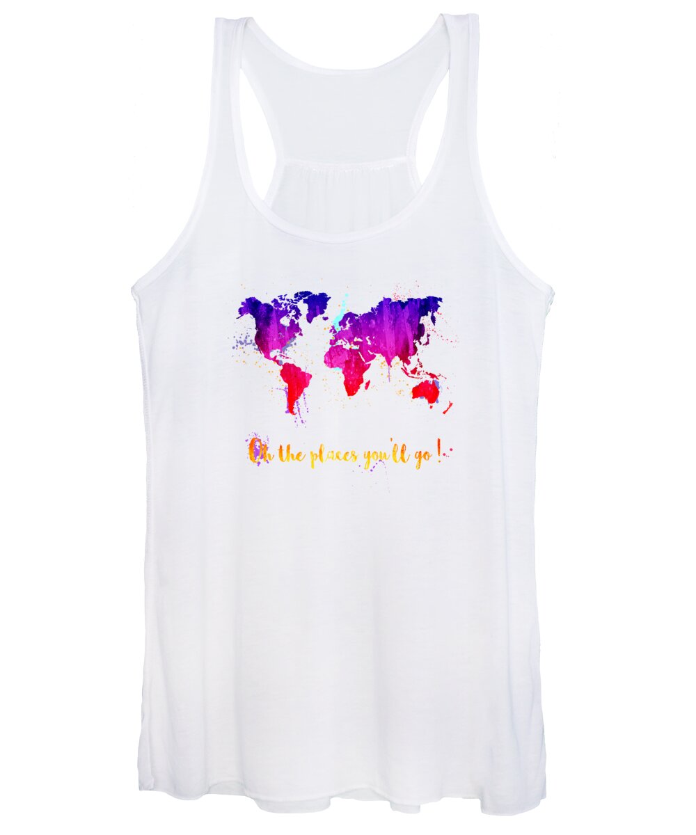 World Women's Tank Top featuring the painting Oh the places you'll go by Delphimages Map Creations