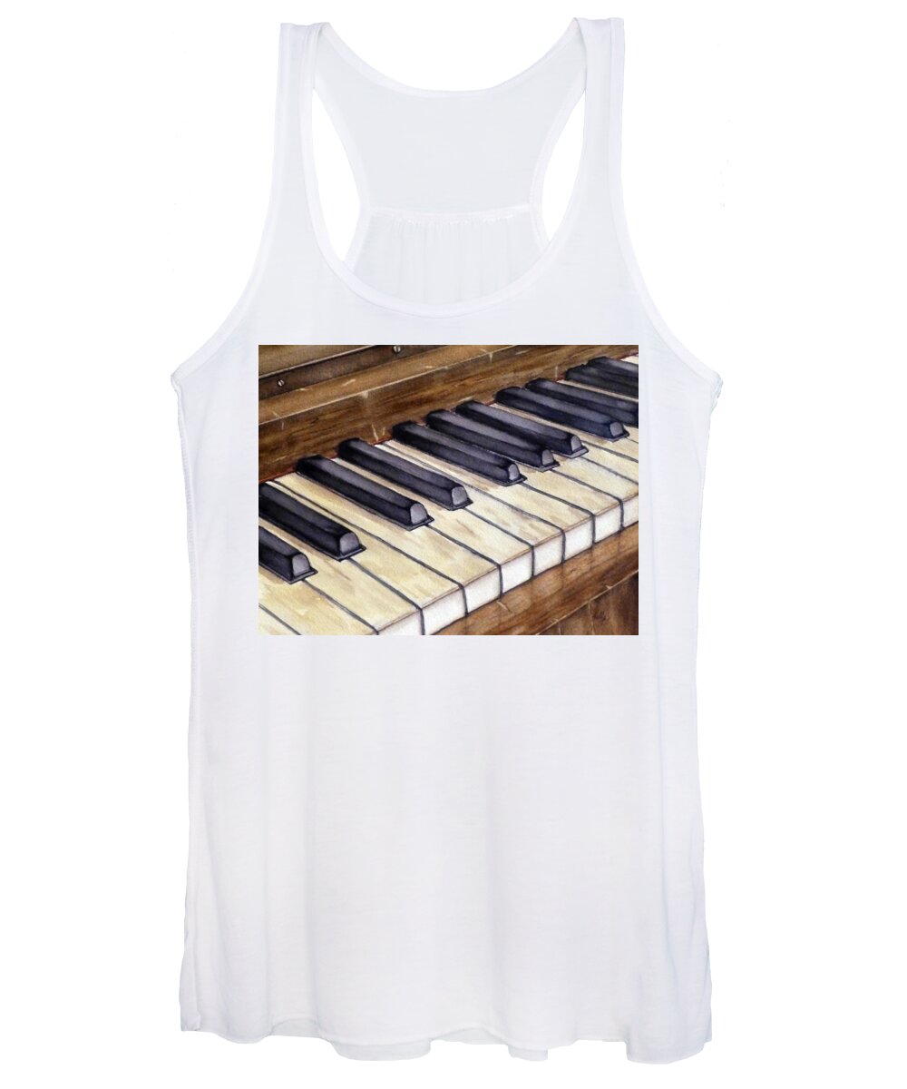 Piano Women's Tank Top featuring the painting Old Piano Keys by Kelly Mills