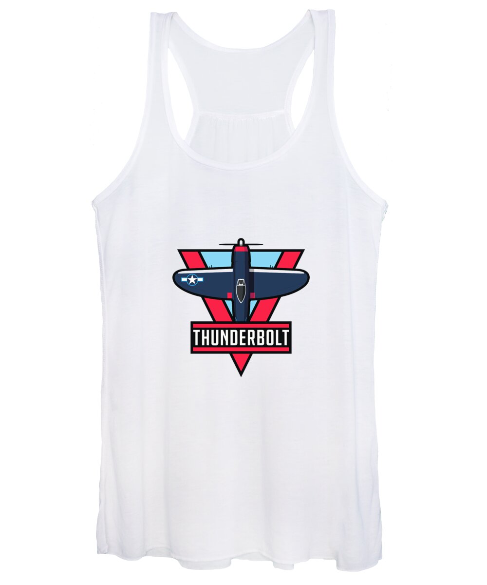 Fighter Women's Tank Top featuring the digital art P-47 Thunderbolt WWII Fighter Aircraft - Blue by Organic Synthesis