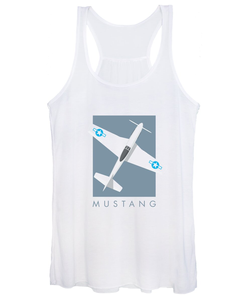 Fighter Women's Tank Top featuring the digital art P-51 Mustang Fighter Aircraft - Slate by Organic Synthesis