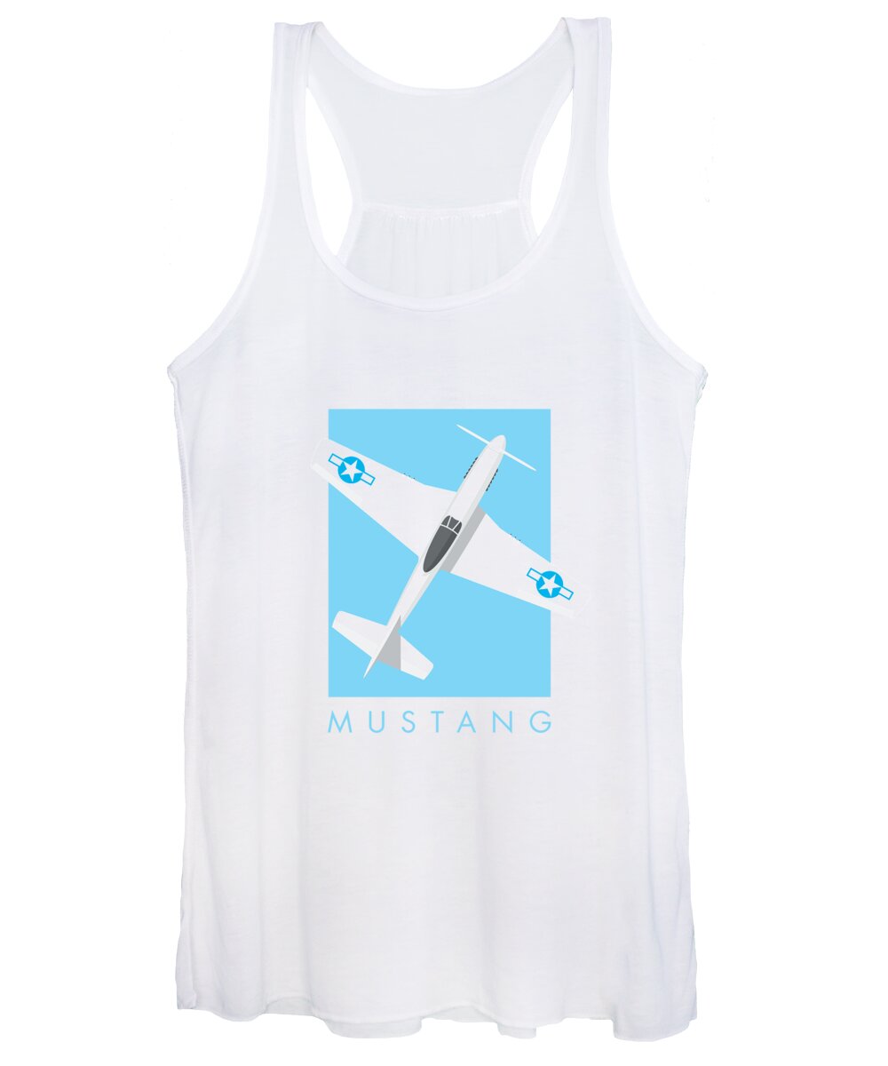 Fighter Women's Tank Top featuring the digital art P-51 Mustang Fighter Aircraft - Sky by Organic Synthesis