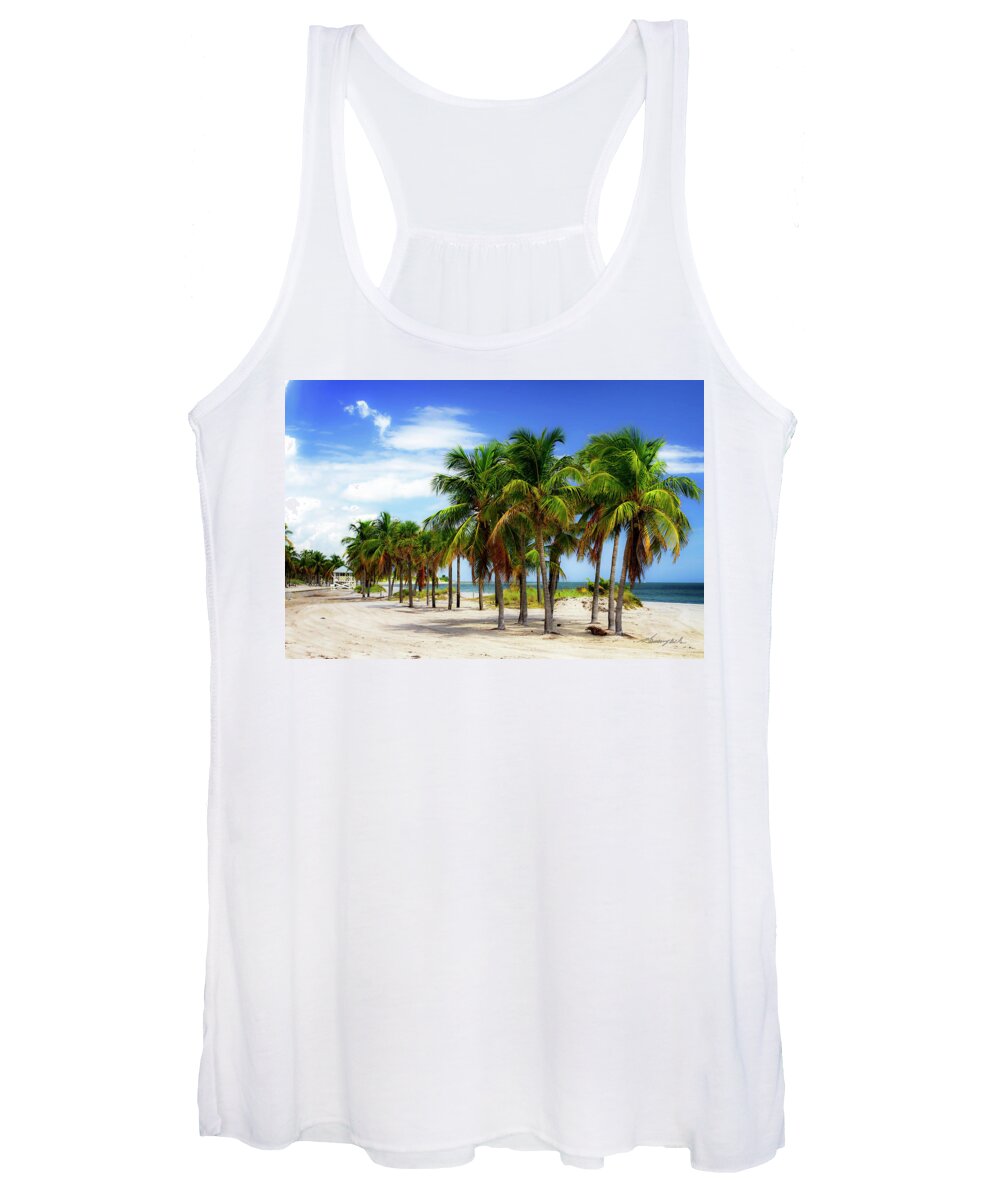 Color Women's Tank Top featuring the photograph Palms on the Beach by Alan Hausenflock