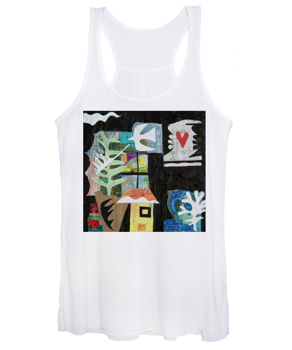 Mixed Media Women's Tank Top featuring the mixed media Peace and Love 9 by Julia Malakoff