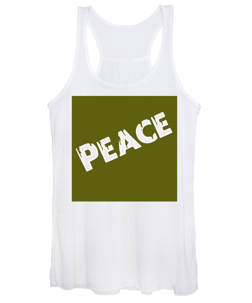  Women's Tank Top featuring the digital art Peace - Green by Tony Camm