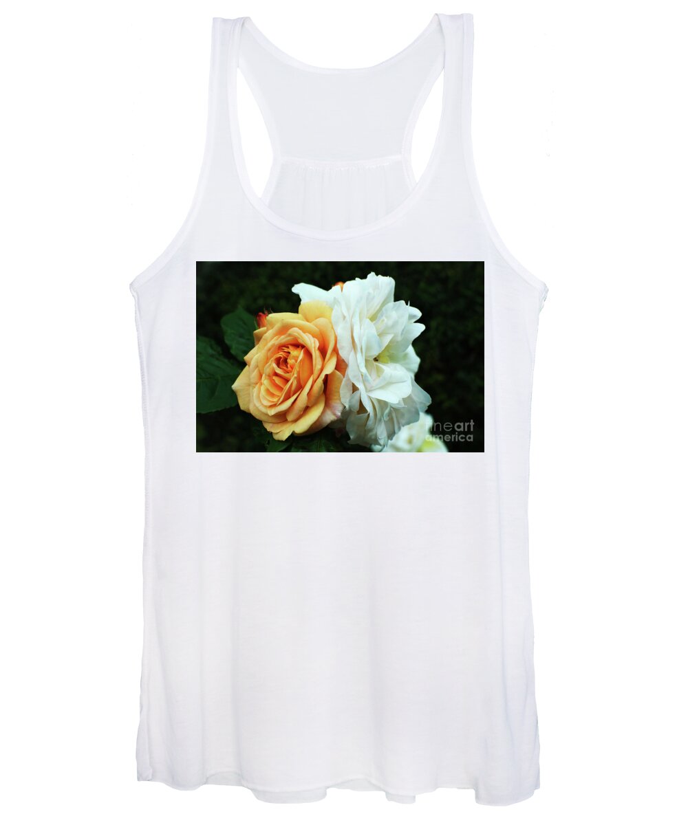 Peach Women's Tank Top featuring the photograph Peach and white garden rose by Pics By Tony