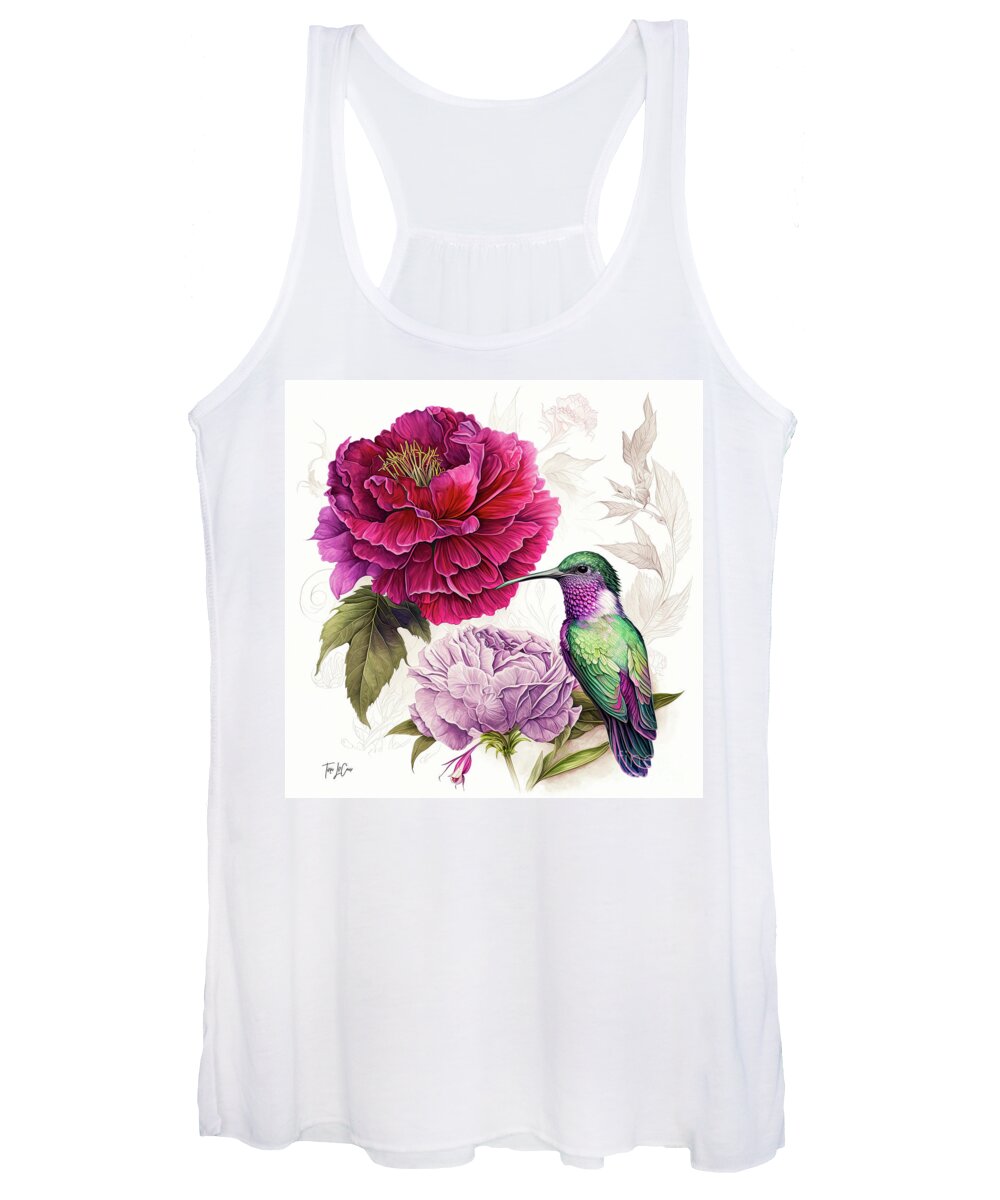 Peony Women's Tank Top featuring the painting Perched On The Peony by Tina LeCour