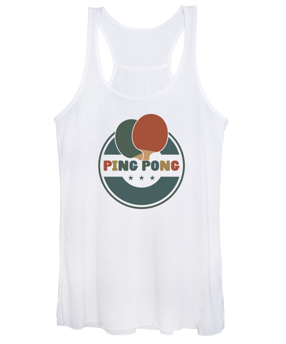Ping Pong Women's Tank Top featuring the digital art Ping Pong Table Tennis Paddle Player Vintage Retro by Toms Tee Store