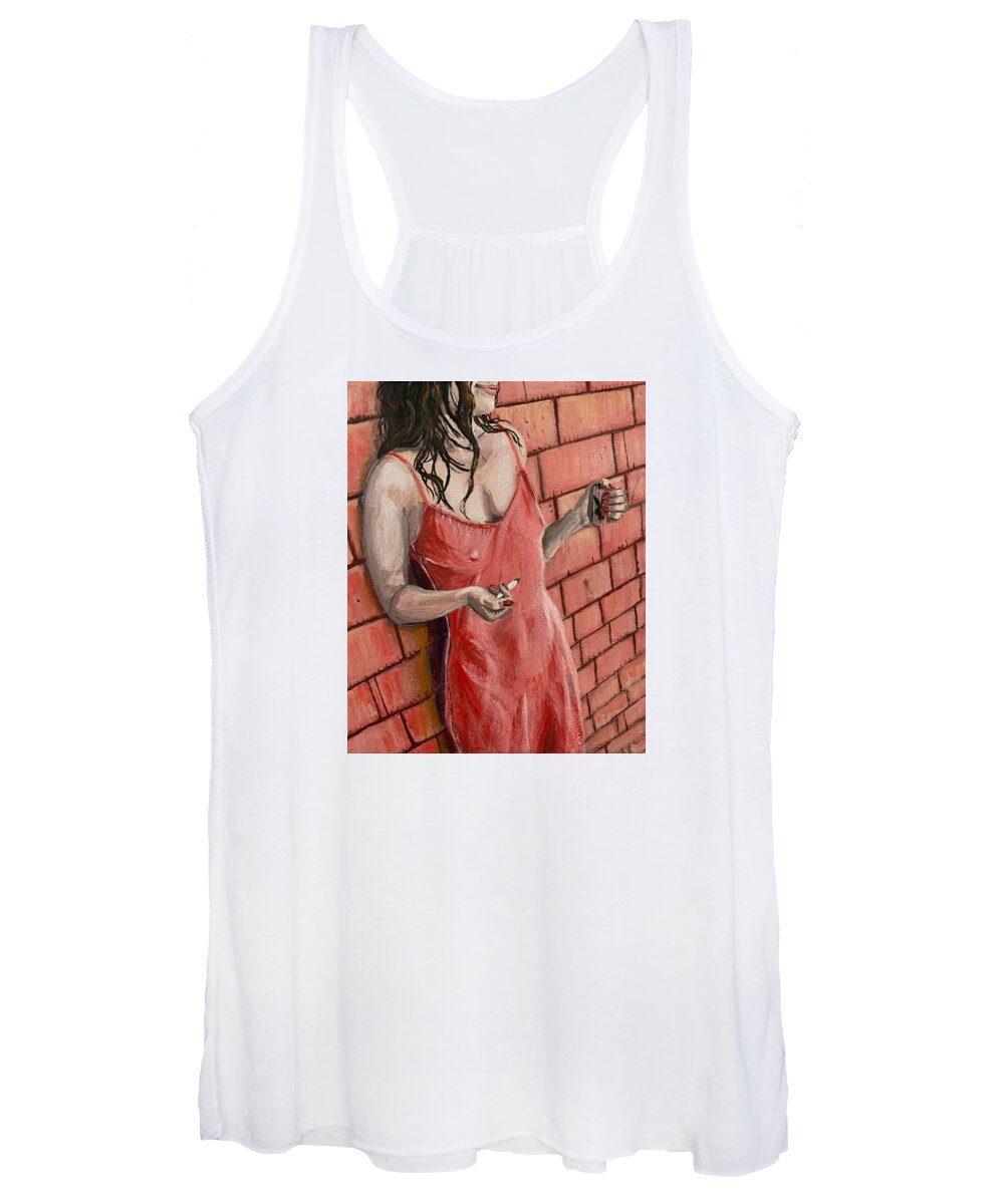 Pink Women's Tank Top featuring the painting Pink Afternoon by Scott Dewis