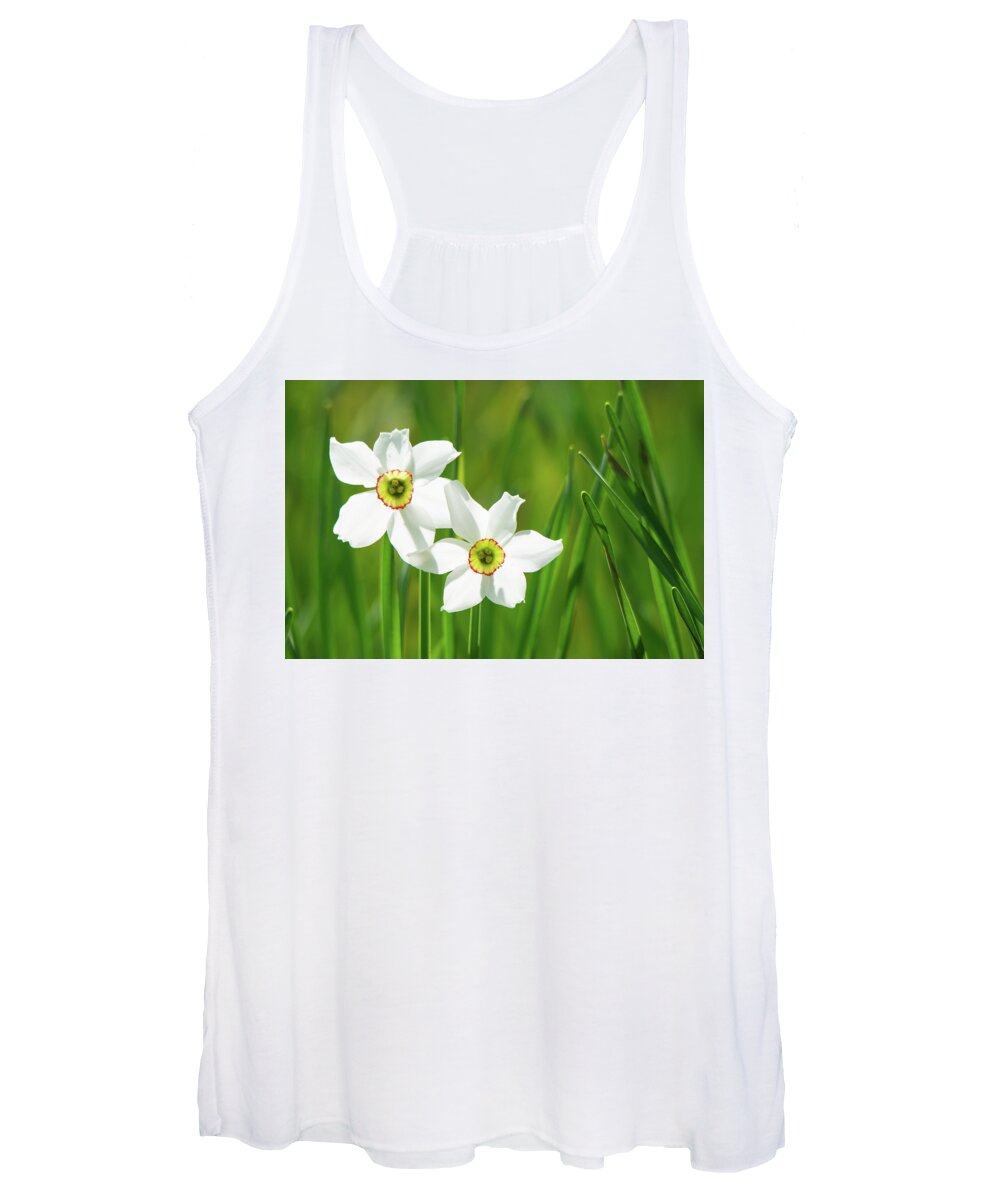 Poet's Narcissus Women's Tank Top featuring the photograph Poet's Narcissus by Mary Ann Artz
