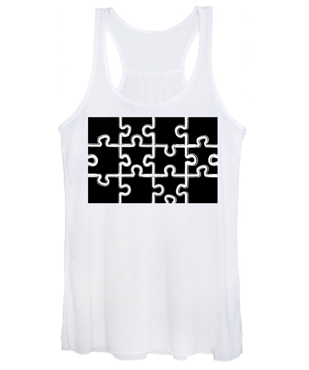 Puzzle Women's Tank Top featuring the photograph Puzzle Black And White Background by Severija Kirilovaite