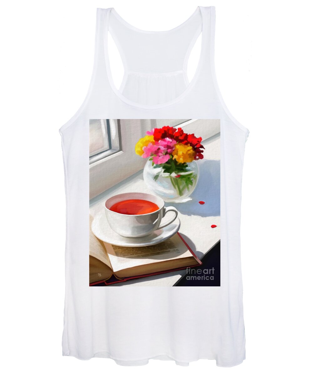 Tea Women's Tank Top featuring the painting Quiet Moments by Tammy Lee Bradley