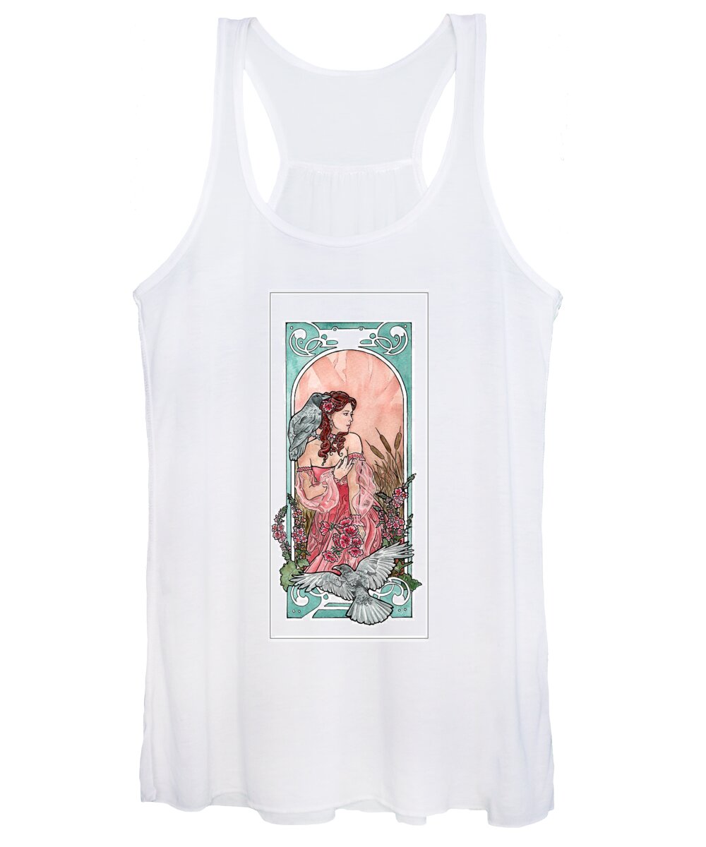 Crow Women's Tank Top featuring the painting Raven Maiden by Tiffany DiGiacomo