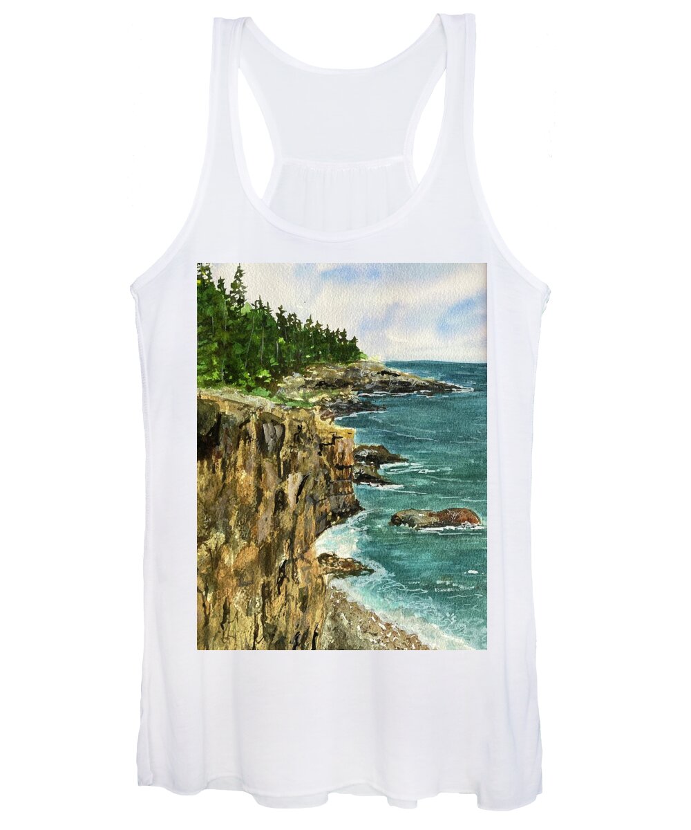 Ravens Nest Women's Tank Top featuring the painting Ravens Nest Acadia, Maine by Kellie Chasse