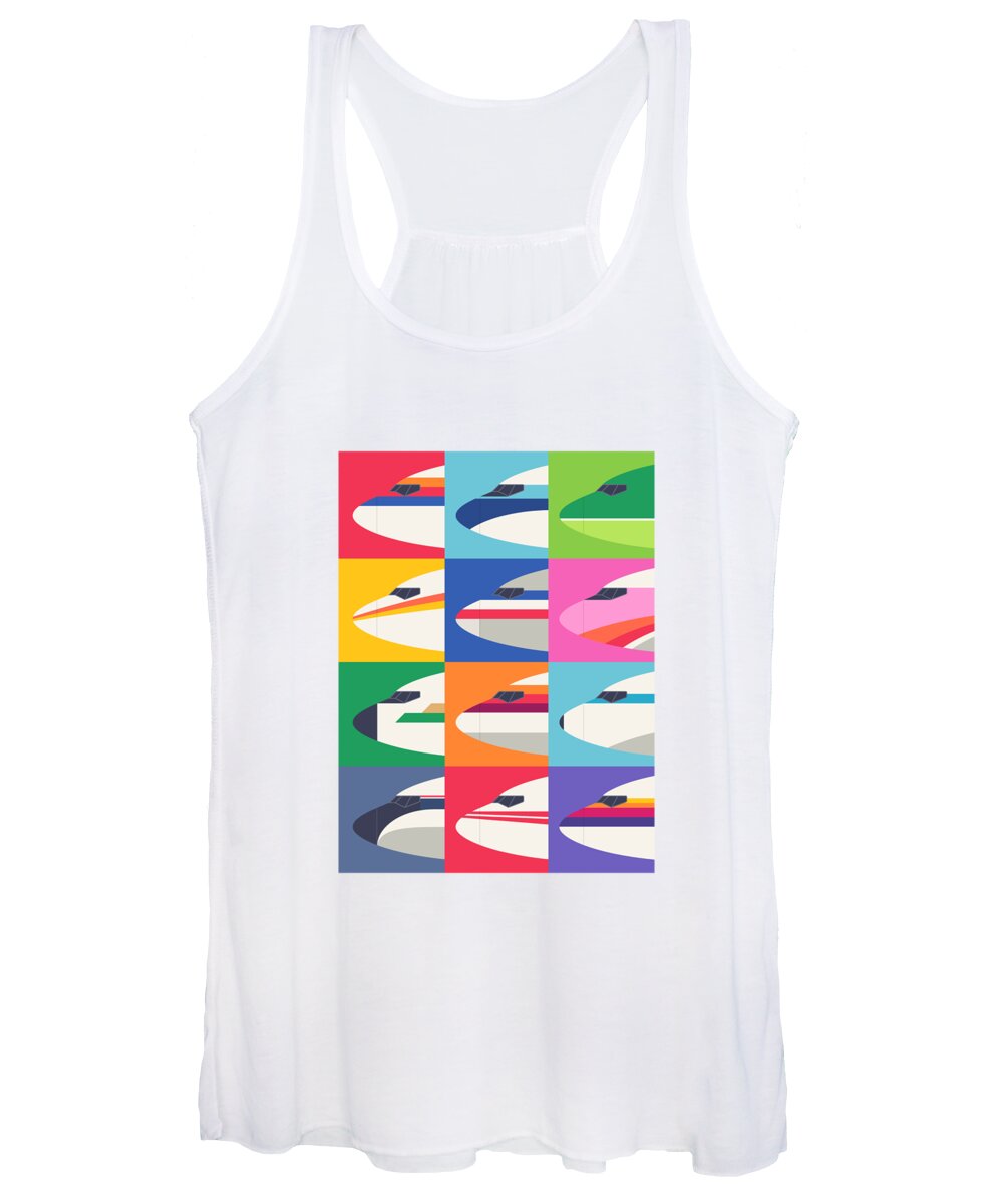 Airline Women's Tank Top featuring the digital art Retro Airline Nose Livery - USA by Organic Synthesis