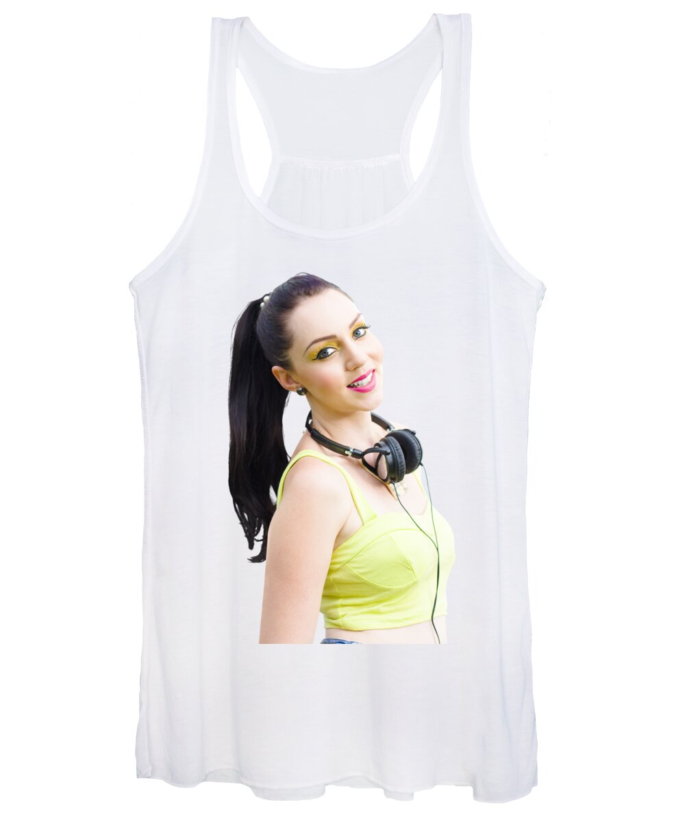 80s Women's Tank Top featuring the photograph Retro Rock Girl by Jorgo Photography