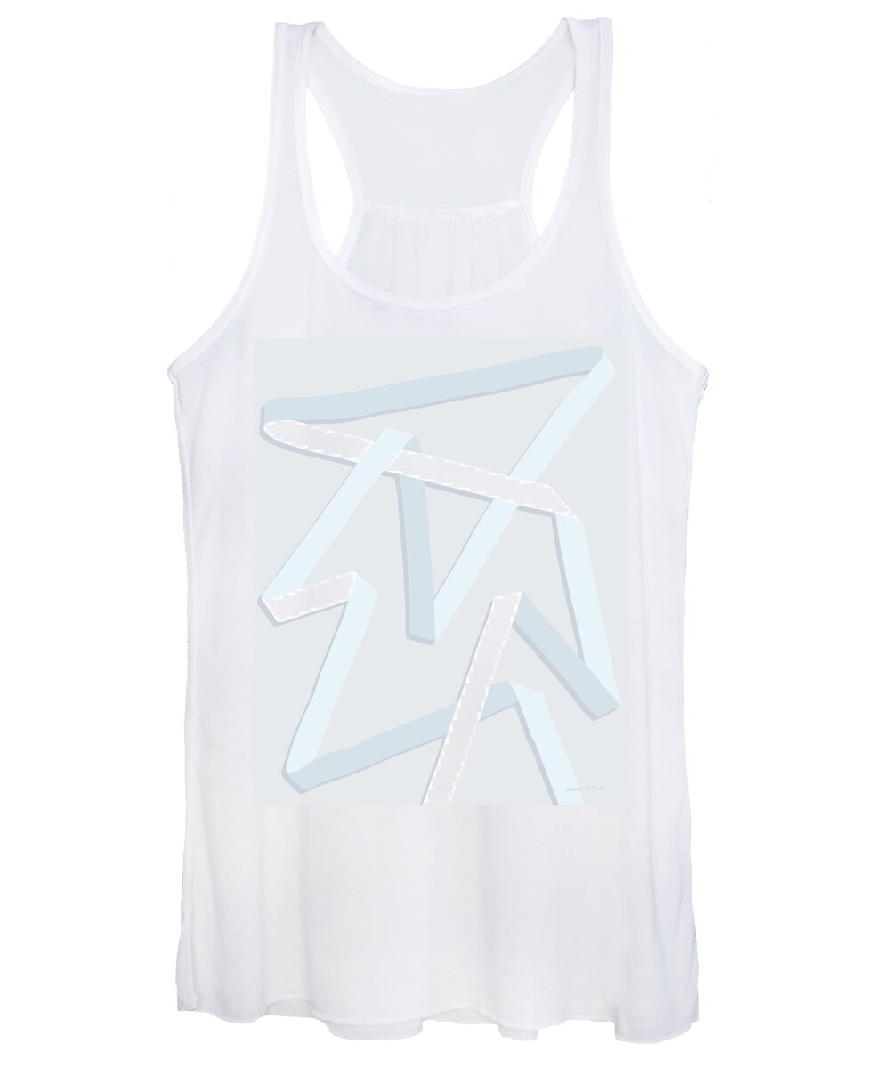 Gray Women's Tank Top featuring the painting Ribbon 11 in cool grays by Nikita Coulombe