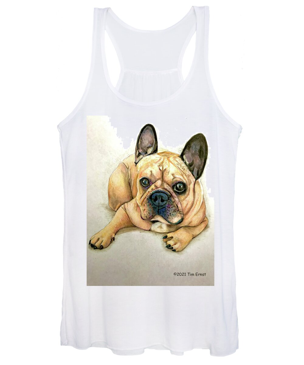 Dog Women's Tank Top featuring the drawing Rocky by Tim Ernst