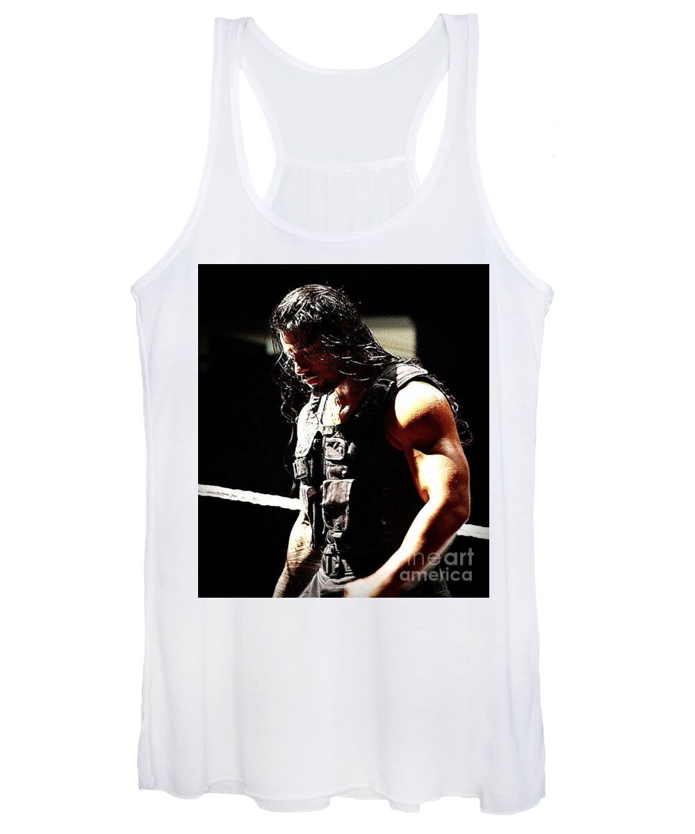 Roman Teigns Women's Tank Top featuring the photograph Roman Reigns by Paul Wilford