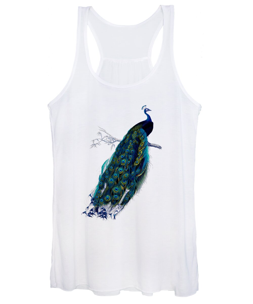 Peacock Women's Tank Top featuring the digital art Rustic Peacock Decor by Madame Memento