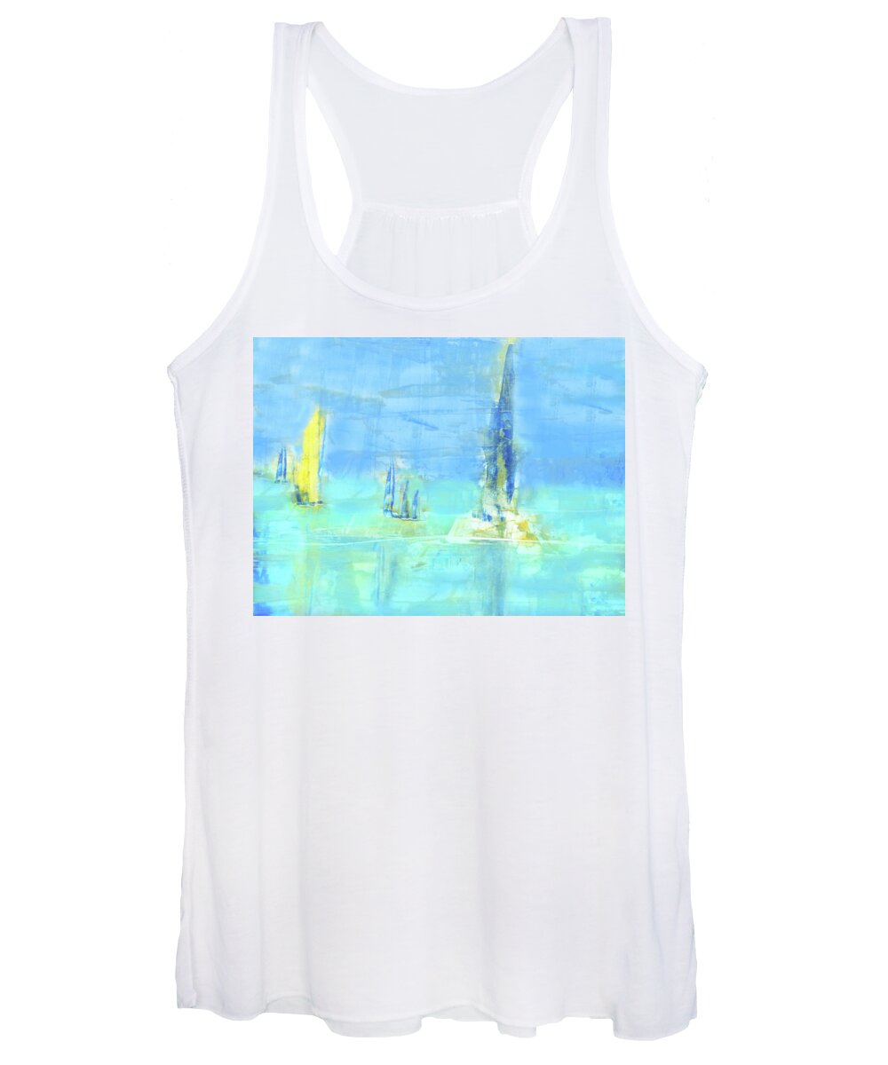 Abstract Women's Tank Top featuring the painting Sail Away by Sharon Williams Eng