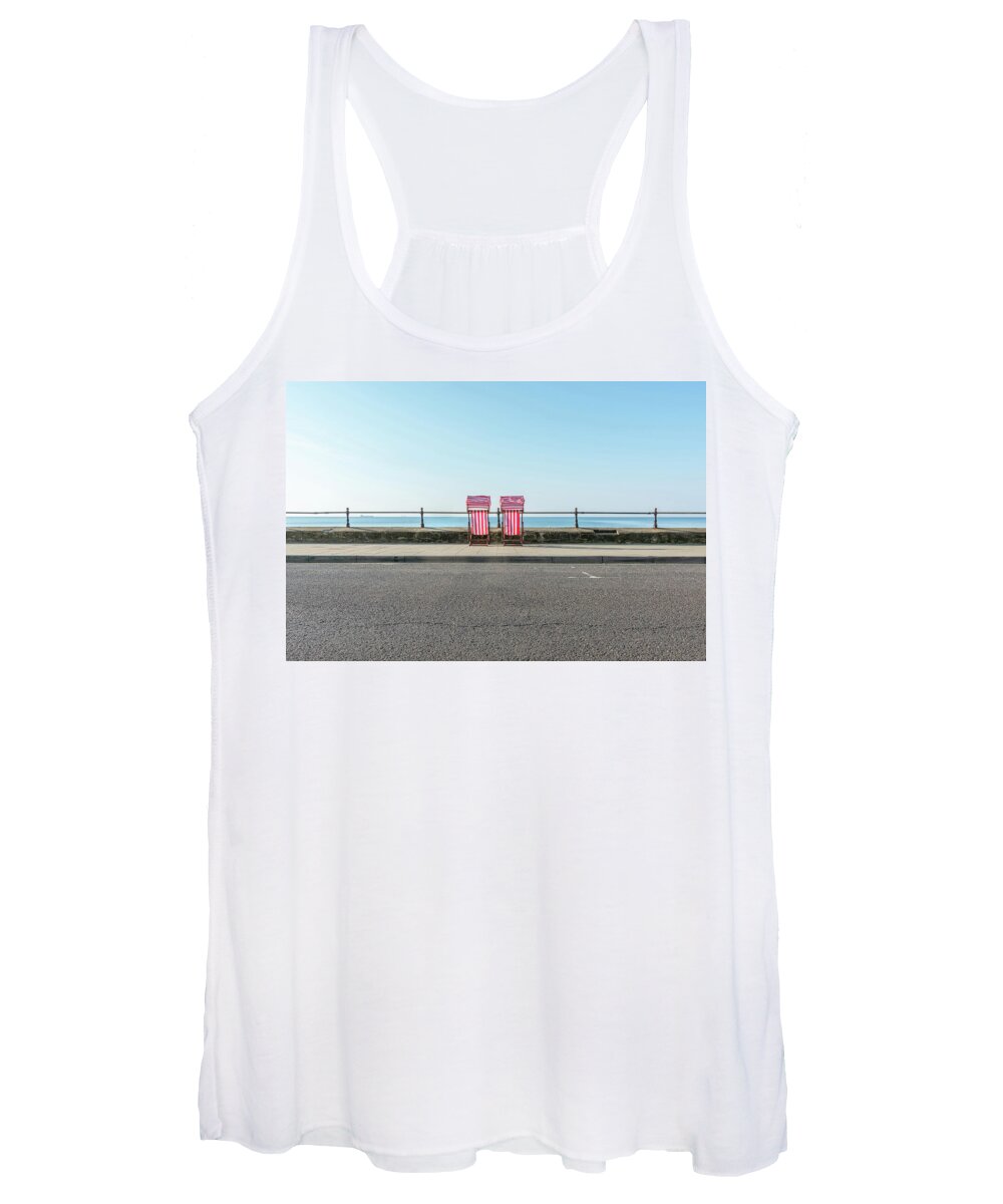 New Topographics Women's Tank Top featuring the photograph Sandown Sea View by Stuart Allen