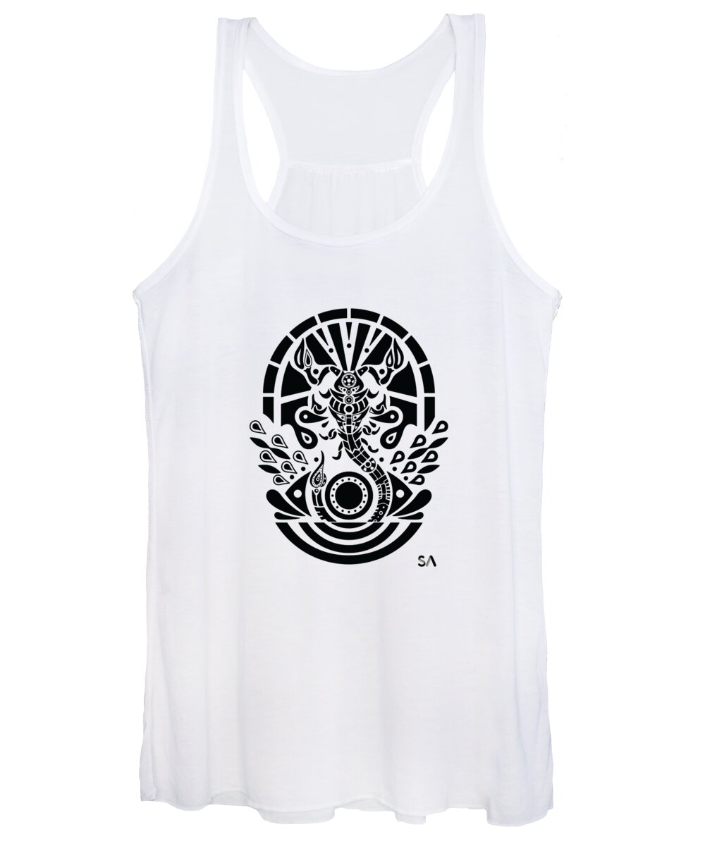 Black And White Women's Tank Top featuring the digital art Scorpion by Silvio Ary Cavalcante