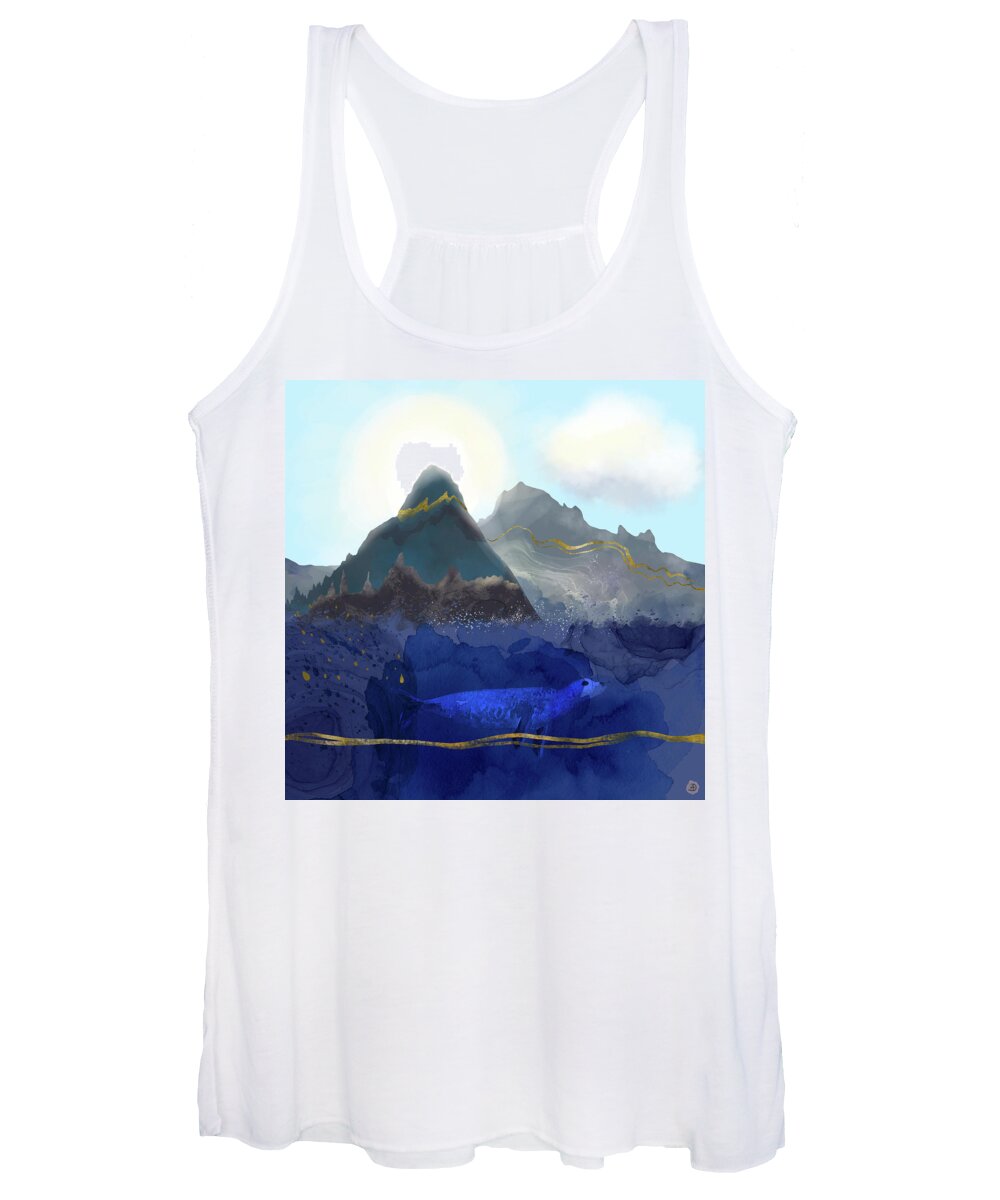 Rising Oceans Women's Tank Top featuring the digital art Seal Under a Melting Glacier by Andreea Dumez