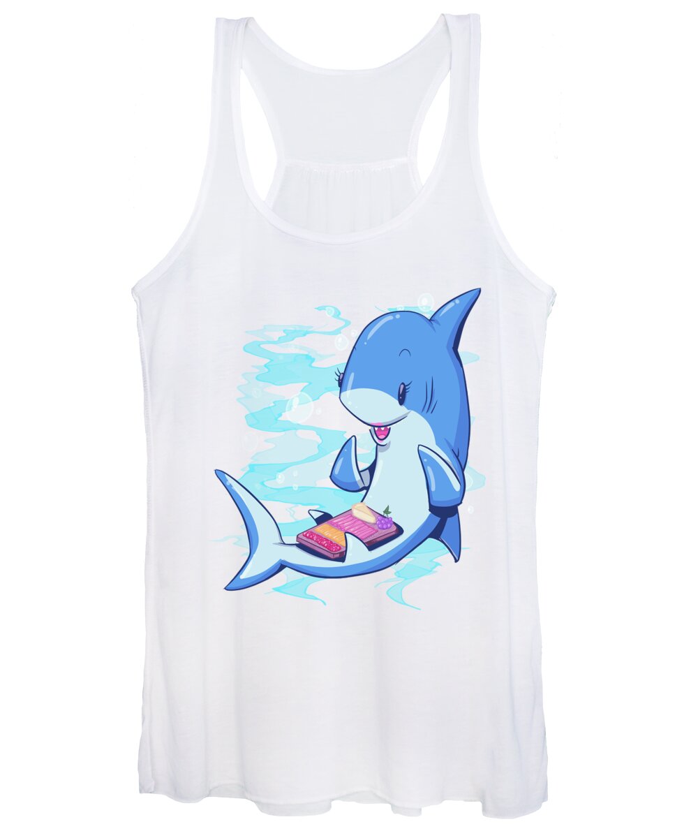 Shark Women's Tank Top featuring the drawing Shark Coochie by Ludwig Van Bacon