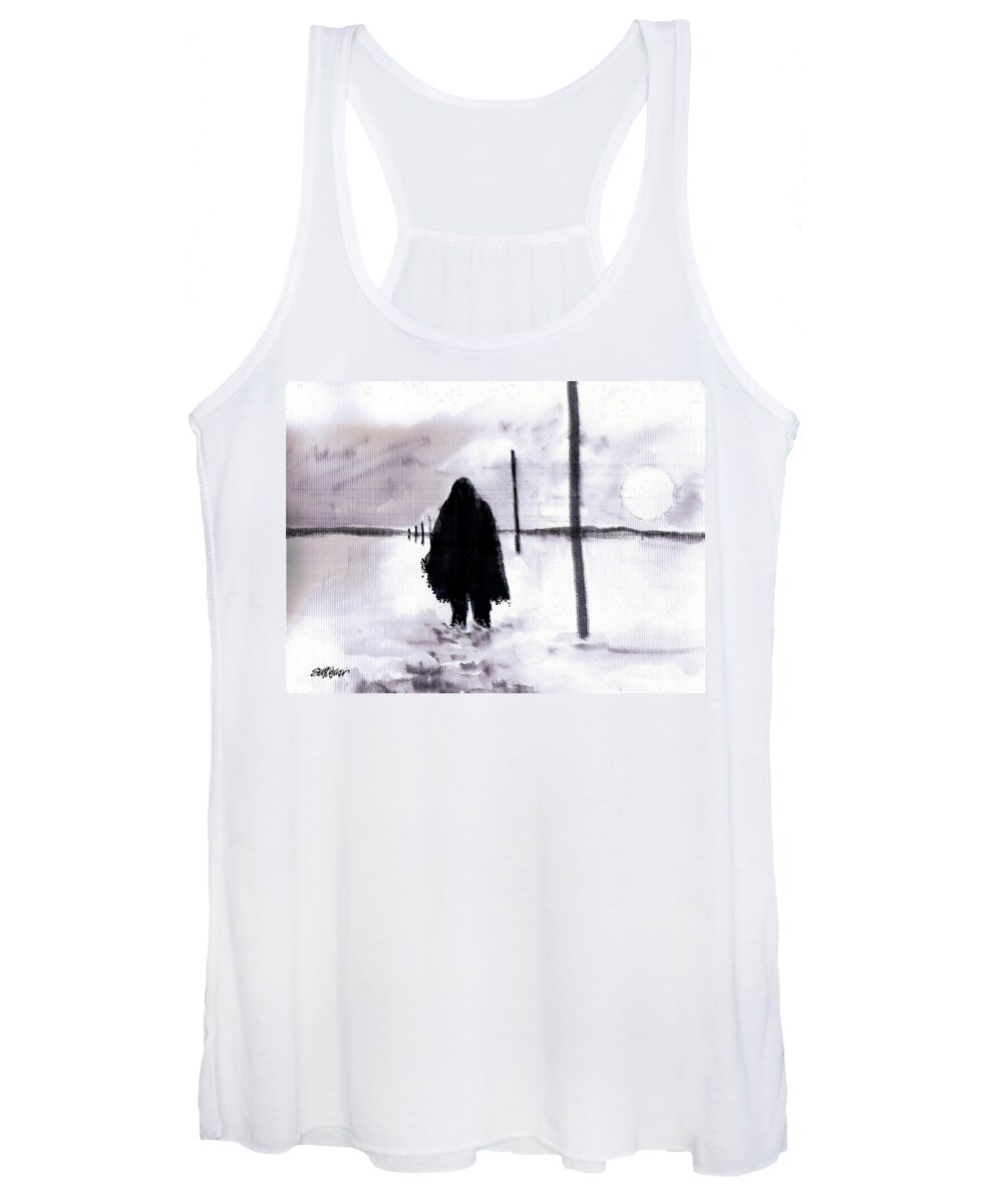 Siberia Women's Tank Top featuring the drawing Siberian Stroll-Dr. Zhivago by Seth Weaver