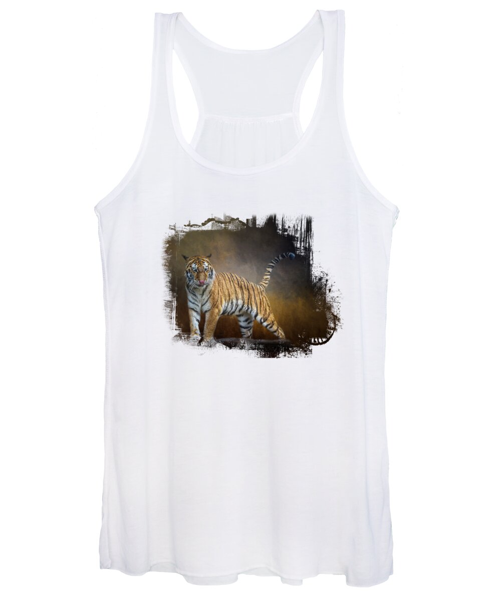 Tiger Women's Tank Top featuring the mixed media Siberian Tiger by Elisabeth Lucas