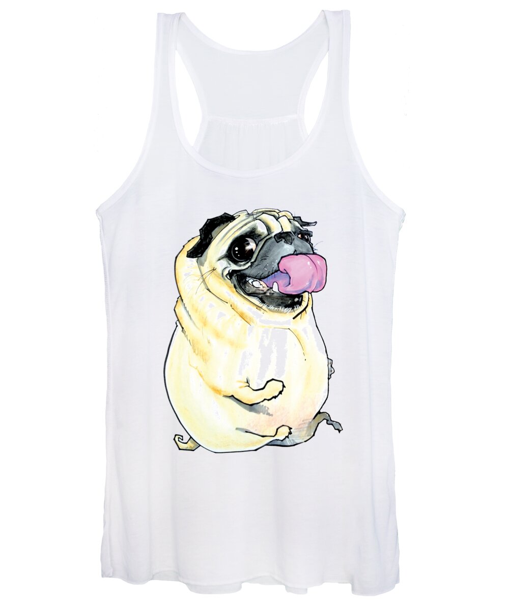 Pug Women's Tank Top featuring the drawing Silly Pug by Canine Caricatures By John LaFree